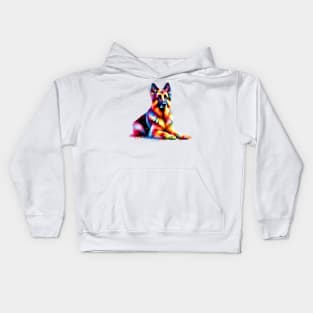 Colorful German Shepherd Dog in Splash Paint Style Kids Hoodie